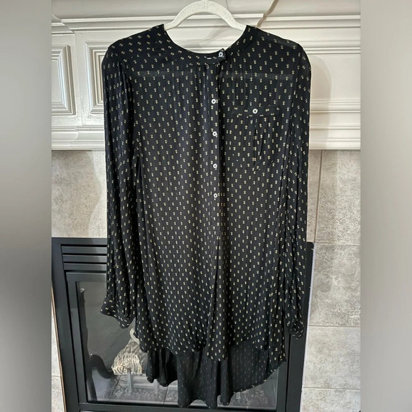 Free People Dresses & Skirts - Free People Coal Combo Boho High Low Shirt Dress/Tunic Black Size Medium